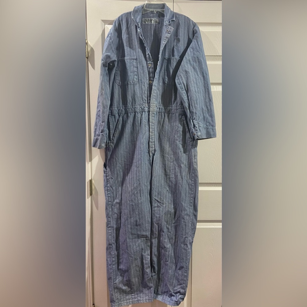 Vintage RED KAP Snap Front Cotton Herringbone Men's Coverall 46 RG USA